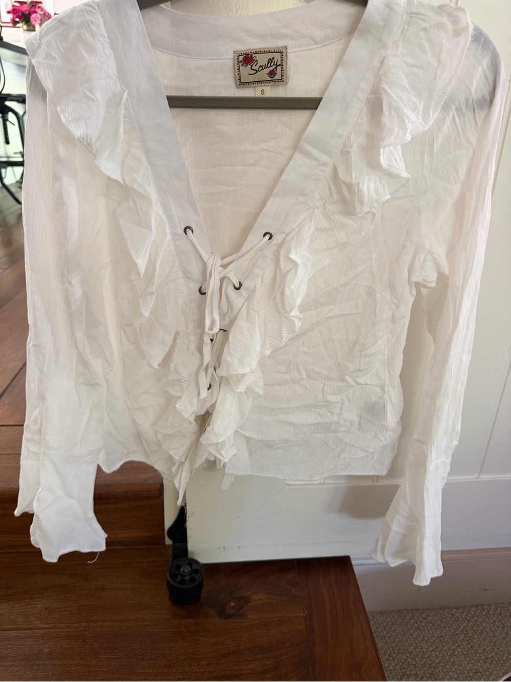 Scully White Ruffled Long-Sleeve Blouse